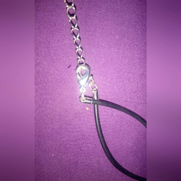 Silver Plated Pebble Texture Slider Pendant Black Cord Necklace 16 - 19" - Picture 3 of 3